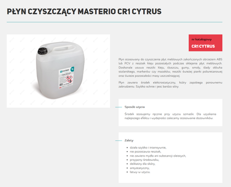 MASTERIO PŁYN DO CZYSZCZENIA RĘCZNEGO CR1 CYT.30L
