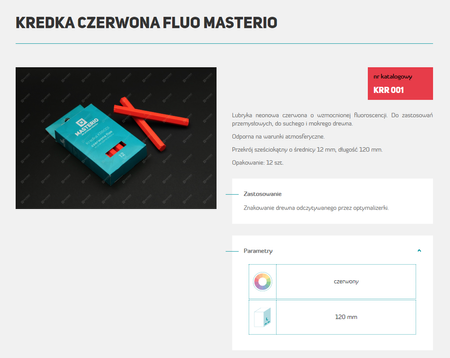 MASTERIO KREDA FLUORESCENCYJNA RED KRR001 12 SZT