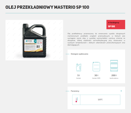 MASTERIO OLEJ PRZEKŁADNIOWY SP 100 OP.5L