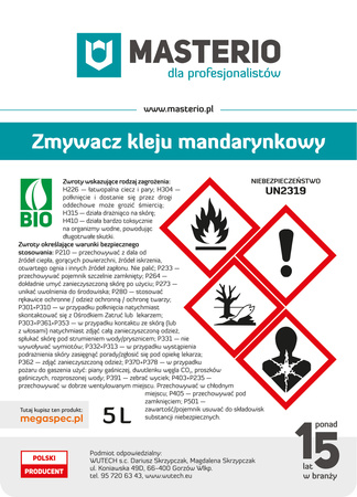 MASTERIO ZMYWACZ KLEJU MANDARYNKOWY 5L