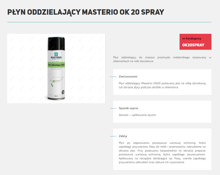 MASTERIO PŁYN ODDZIELAJĄCY OK20 SPRAY 500ML
