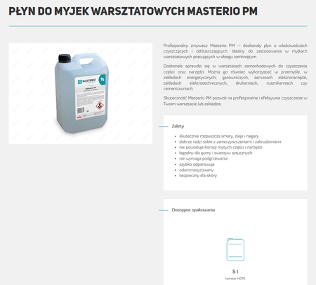 MASTERIO PM OP.5L - płyn do myjki warsztatowej