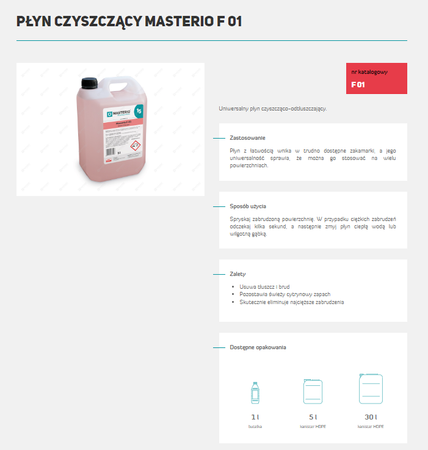 MASTERIO ŚRODEK CZYSZCZĄCY F-01  OP.5L